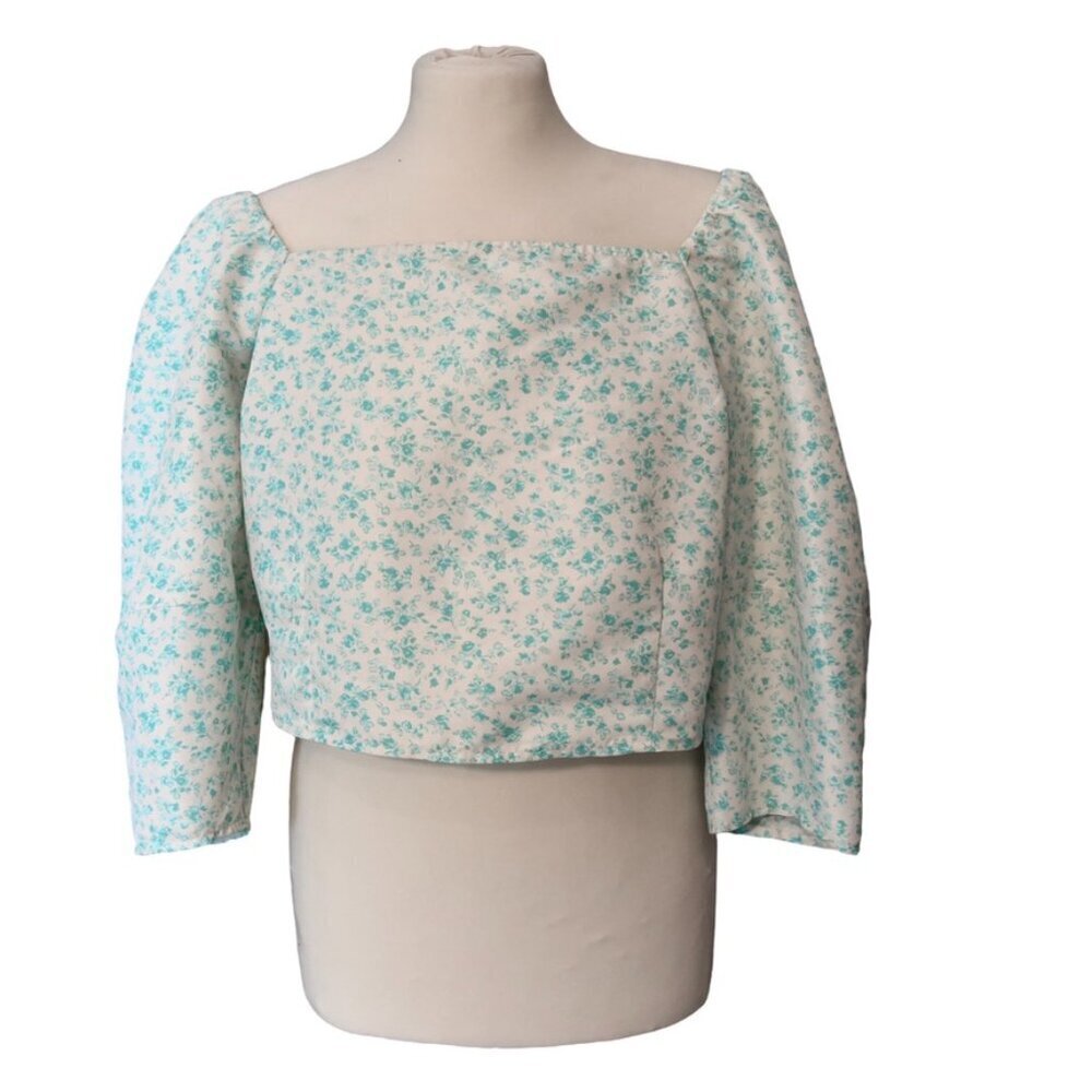 Levi’s Women’s Floral Square-Neck Puff Sleeve Top XL Pastel Floral Boho - Picture 3 of 10